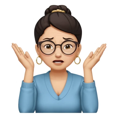  middle aged woman with dark hair pulled up in a high bun, wearing round ring earrings and glasses with a very painful expression on her face, eyes squeeed shut, wincing in pain,covering her ears with her hands, trying to not hear a terribly loud noise sticker