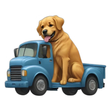 Golden retriever hugging rottweiller in a moving truck sticker