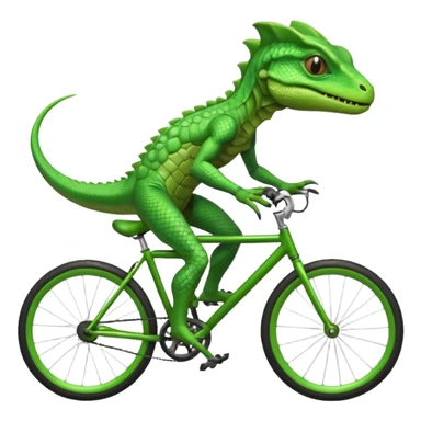 reptilian alien riding a bicycle, lizard-like face, scaled skin, athletic cycling pose, alien warrior vibe, 3D cartoon, mobile game icon style, clean background, no text, no watermark
 sticker