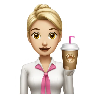Corporate girl with pink bow  and cold coffee  sticker