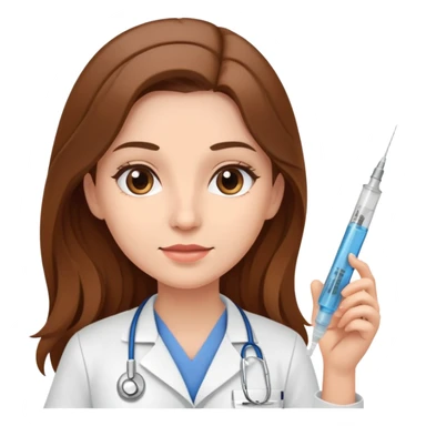 Enfermera con pelo largo cafe y una inyeccion sticker