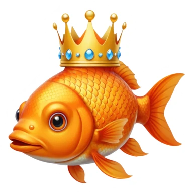 goldfish wearing a crown sticker