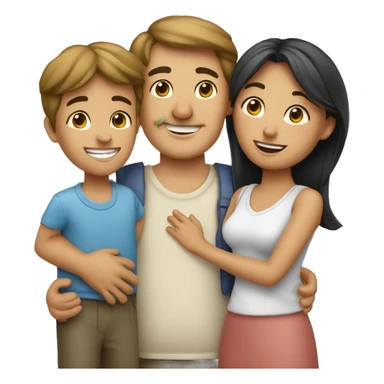 familia con papá,mamá,hija e hijo blancos sticker