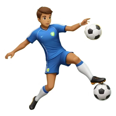 soccer player kicking a ball with a laser beam shooting across the scene sticker