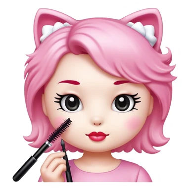 hello Kitty SANRIO holding an eyelash mascara spoolie sticker