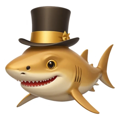 Golden shark with cilinder on his head smiling sticker