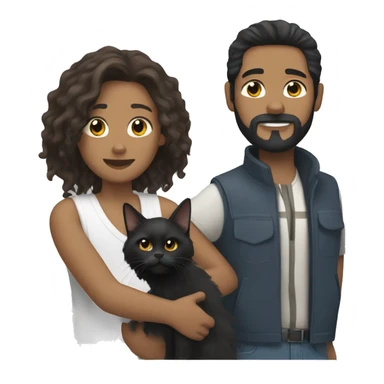 White man with black hair and beard holding a tan Maine coon cat sticker