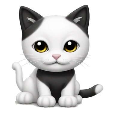 gatito blanco y negro con una flor sticker