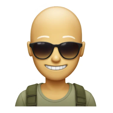 2D emoji with sunglasses and teeth without hair sticker