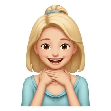 Girl putting her hands on her neck and laughing  sticker