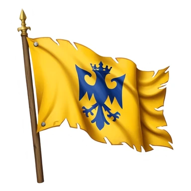 medieval war torn ripped banner yellow heraldry flag blowing in wind sticker