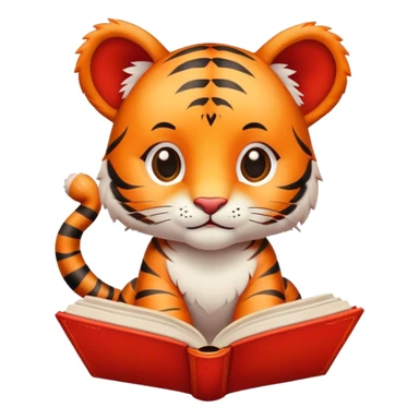 baby tiger reading red magic book  sticker