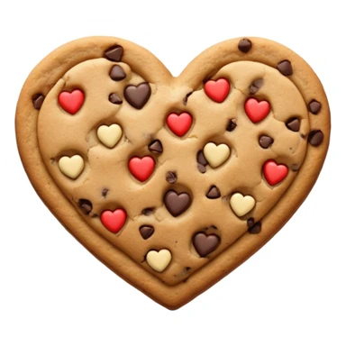Realistic heart shaped chocolate chip cookie isolated.  sticker