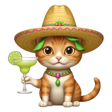 cat with sombrero and margarita sticker