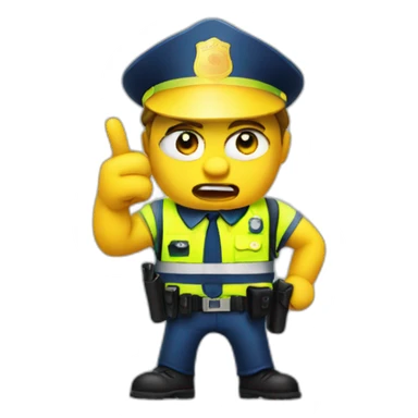 angry police with yellow vest point finger up sticker