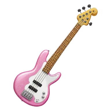 White and pink glittery bass guitar sticker