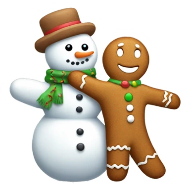 gingerbread man hugging a snowman sticker