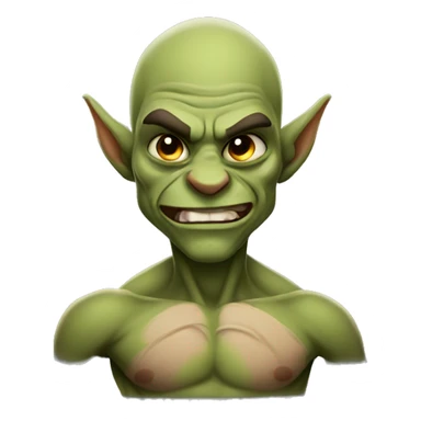 muscular handsome goblin with tatoos flexing no hair sticker
