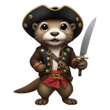 otter wearing pirate outfit holding a knife sticker