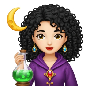 latina moon alchemist woman curly black hair potion sticker