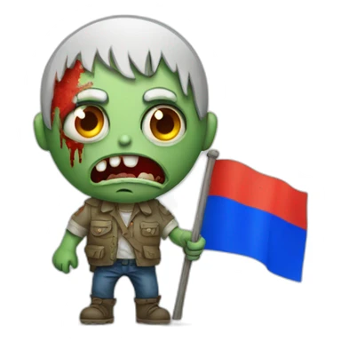 zombie with russian flag and "Z" sticker