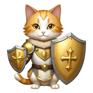 heroic paladin cat with golden holy shield sticker
