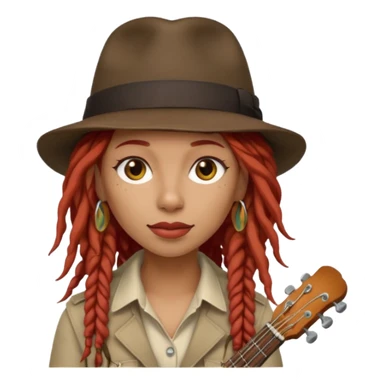 female red haired Musician with dreadlocks and fedora sticker