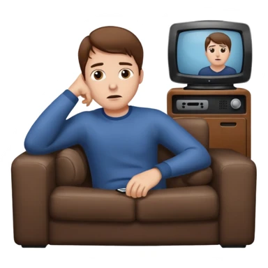 bored man watching television sticker