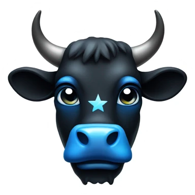 black bull head with a shining blue penta star on his forehead sticker