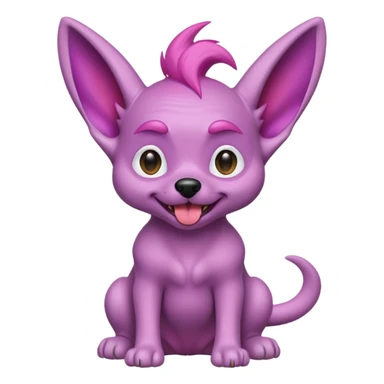 alien dog purple with pink hair very big folded ear and panting sticker