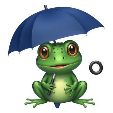Frog hold small dark blue umbrella sticker