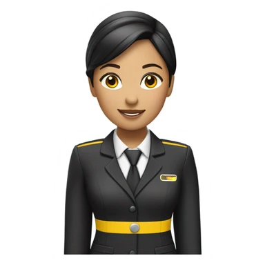 Black yellow flight attendant Asian  sticker
