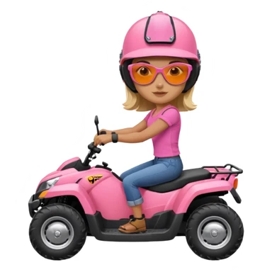 Atv ride girl in orange atv, pink top ,with sunglasses sticker