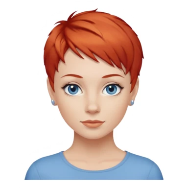 27 year old white woman, red hair, pixie cut, blue eyes sticker