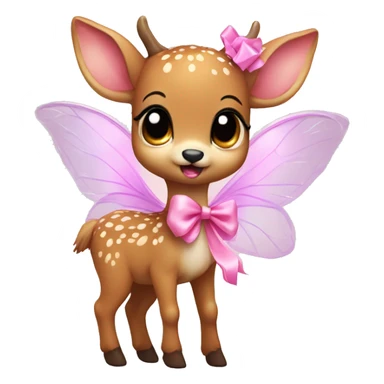 baby deer with fairy wings and a pink bow around its neck  sticker