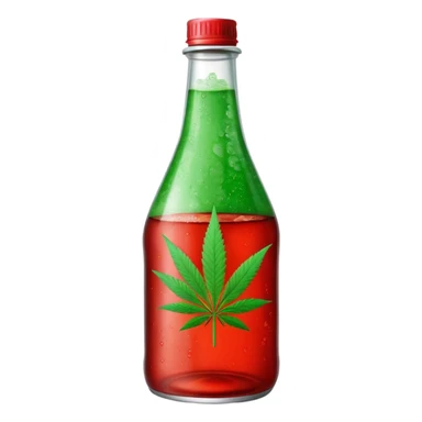red soda bottle with a green cannabis leaf printed on it sticker