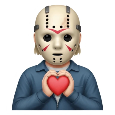 Jason Voorhees, looking cute, with his hands clasped in front of him, at a sideways angle, looks like he is in love sticker