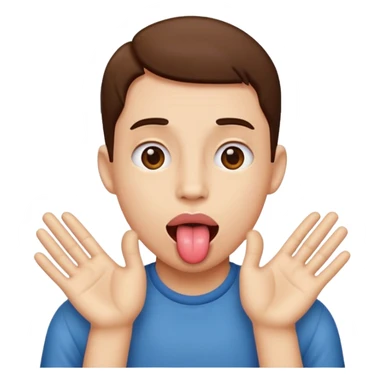 Tounge out with hands facing the side  sticker