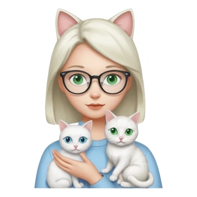 Deci .. fetița sa aibă ochii grii spre albastru ,pisica alba ochii verși ,iar a doua pisica ochii albaștrii fata ochelari  sticker