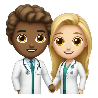 Young white Neurologist and white gynecologist in love sticker