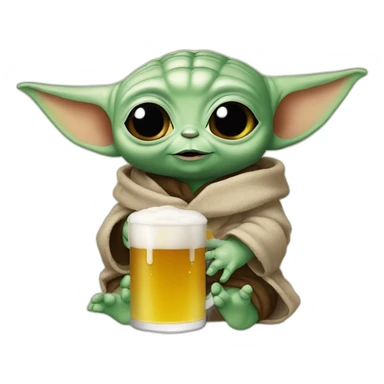 Baby yoda drink a beer sticker