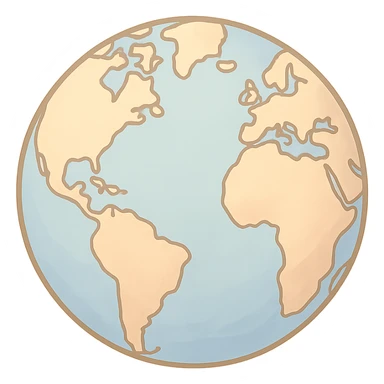 pastel toon style beige world globe with gentle colors sticker