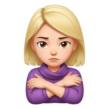 Girl with arms cross around her neck mad sticker