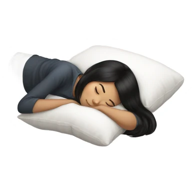 black hair asian teenage girl sleeping on white pillow  sticker
