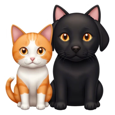 black labrador and orange and white cat sticker