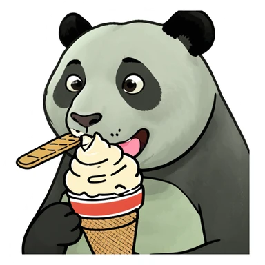Panda eating ice cream sticker