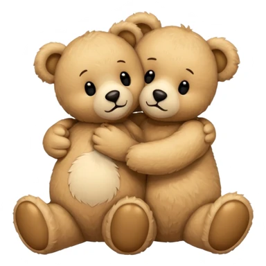 Beige furry teddy bear hugging another beige furry teddy bear sticker