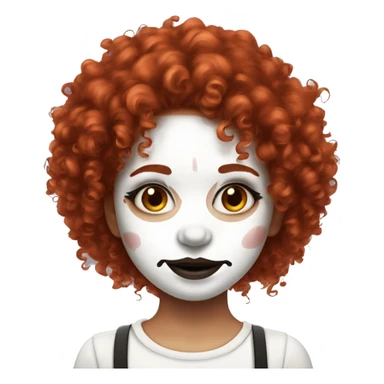 Red curly haired girl with white face paint and crazy makeup sticker
