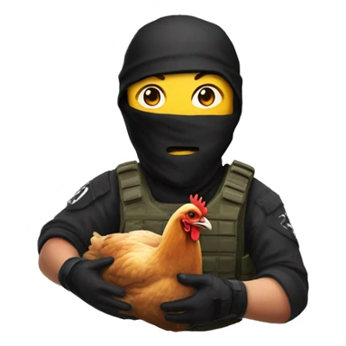 Counter-terrorist from Counter-Strike 2 game, holding chicken in hands sticker