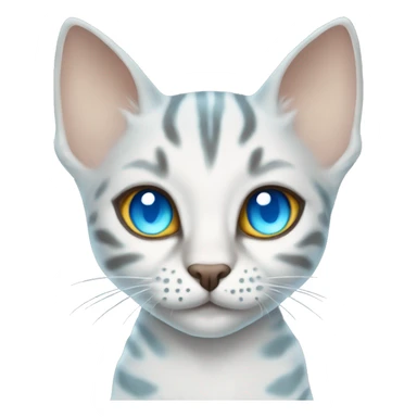 snow bengal cat with light blue eyes wearing devil ears sticker